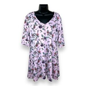 Large Nadine West Pink Floral Dress Fit Flare Pullover Stretch